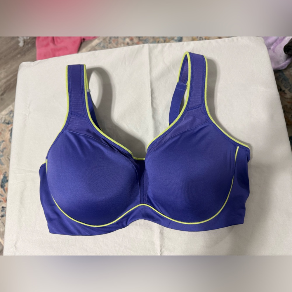 Women's Purple Underwire Sports Bra with Lime Trim